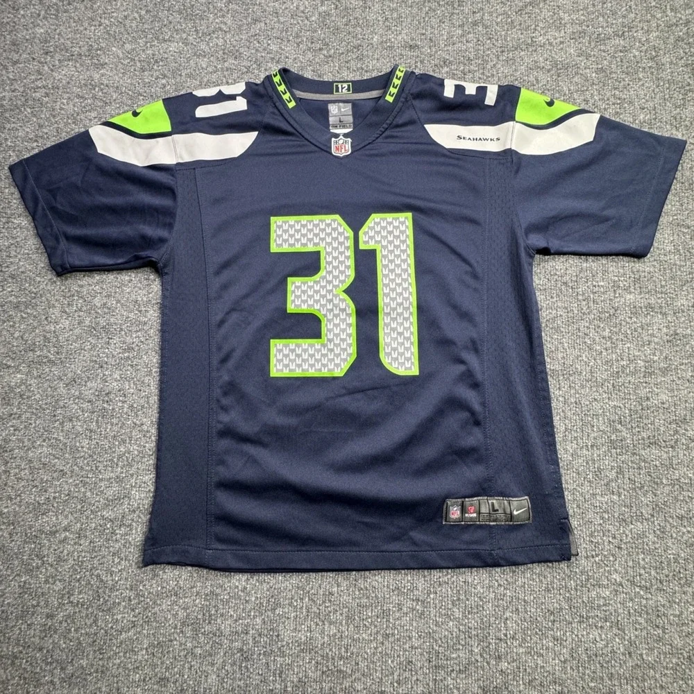 Kam Chancellor 31 Seattle Seahawks Nike Jersey Kids L Blue Football Gameday